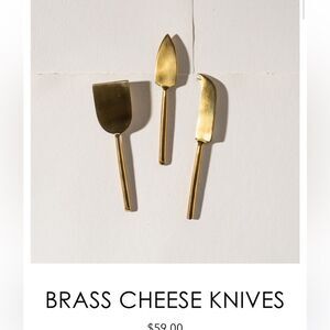 Epicure gold brass tone cheese knives